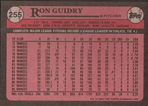 Бейзболна картичка Рон Гидри 1989 Topps 255