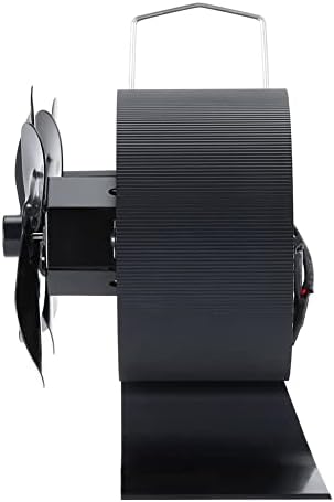 Камина вентилатор с двуглавым модел MIHTRA, Черно Печной вентилатор, Тиха вентилация с двойна топлинна мощност с двойна глава и 8 гребла (Цвят: Печной вентилатор)