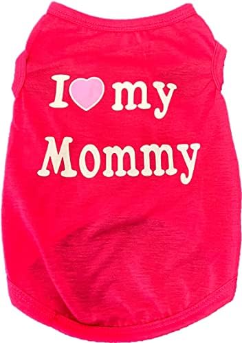 Тениски HillDog I Love My Mom / Облекло за мама, Костюм със Слоган Кученце, Скъпа Жилетка със Сърца за малки Кученца, Тениска