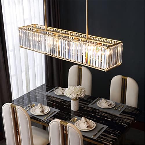 LHLLHL Златна Кристална Окачен лампа за хранене, Месинг Мед Линейна лампа за ресторант, Бар, Стъклен Crystal led окачен лампа (Цвят: прозрачен размер: 100 см с топла бяла светл