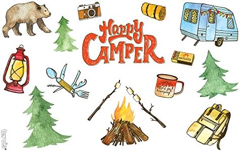 Чаша изкуство, музика Happy Camper с обвивка и кафяв капак, 16 унции, прозрачен