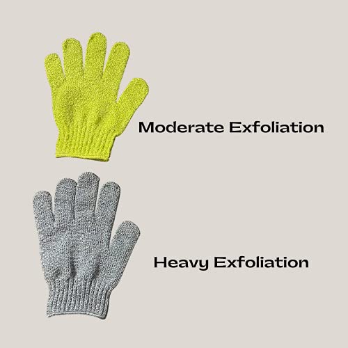 Ексфолиращи хавлиени ръкавици за душата, спа, масаж - (2 двойки, 4 ръкавици) 1 двойка от средния беля и 1 чифт