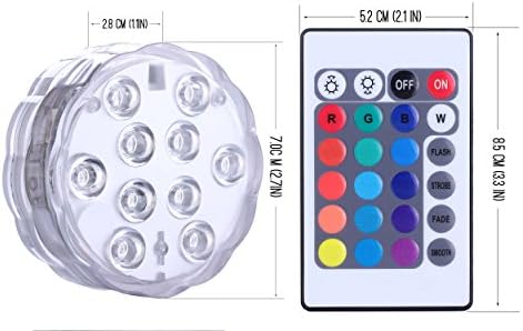 Потопяеми led осветителни тела Qoolife с Дистанционно управление, Батерии, RGB Многоцветен което променя Цвета