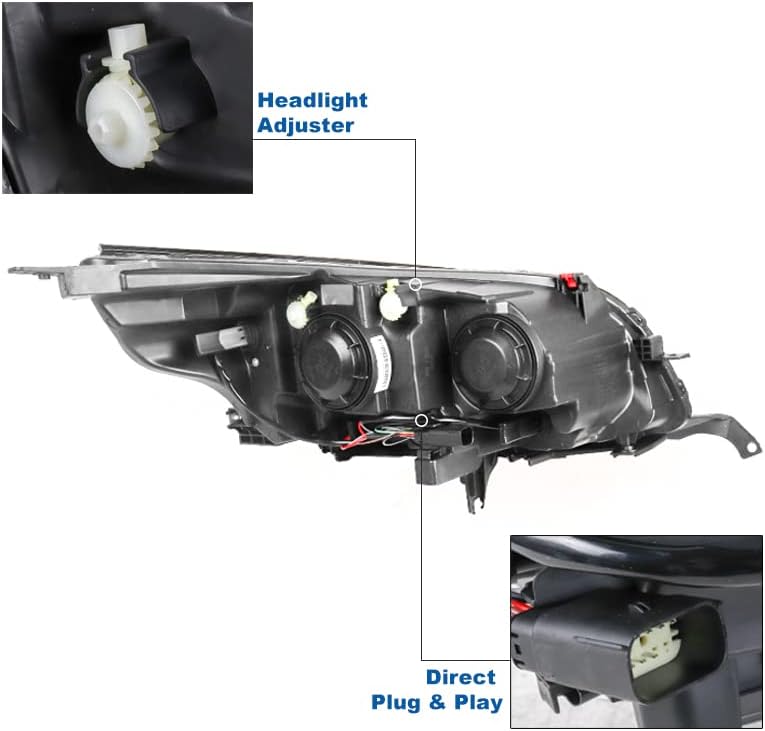 Проектор ZMAUTOPARTS Черни Фарове с 6,25Сини led светлини DRL За 2013-2015 Chevy Malibu / Limited