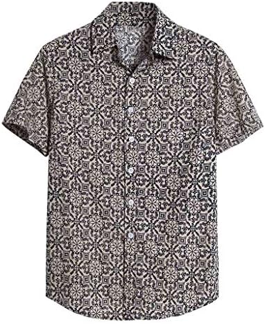 Реколта Ризи за Мъже, Тропически Хавайска Риза с Къс Ръкав, Лятна Тениска на Копчета Свободно, Намаляване, Ежедневни, Плажни