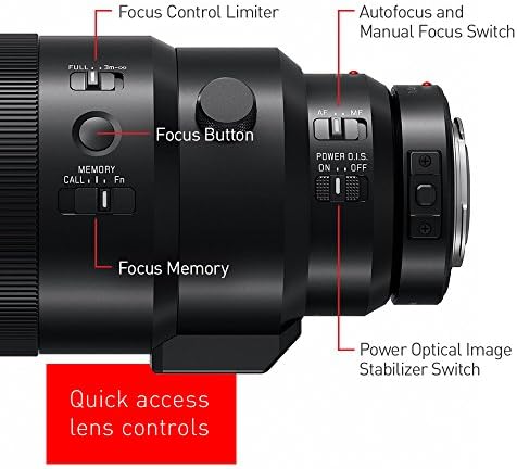 Професионален обектив PANASONIC LUMIX G, Leica DG ELMARIT, 200 мм F2.8 ASPH, Беззеркальный Micro Four Thirds, Мощна оптична система, H-ES200, включва 1,4-кратно телеконвертер DMW-TC14, (САЩ черен)