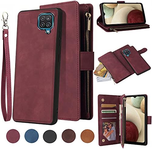 Чанта-портфейл LBYZCASE за Galaxy A42 5G, калъф Samsung A42 5G, Панти калъф-награда от висококачествена естествена кожа с джоб с цип, Магнитна свалящ се капак [Отделения за карти] [Ка