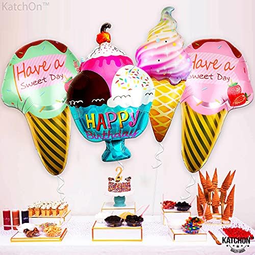 Катчон, набор от балони за сладолед-37 инча|Украса за парти със сладолед |балон от mylar за сладолед, балон във формата на рожка сладолед за тематични партита със сладол