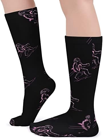 Дебели Чорапи WEEDKEYCAT Йети с Розово Фламинго в Переноске, Нестандартен, Забавен Графичен Принт, Ежедневни Чорапи със