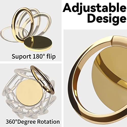 Метален държач за пръстени за мобилен телефон OBHEI, поставка за пръстени на пръстите си, въртящо се на 360 градуса