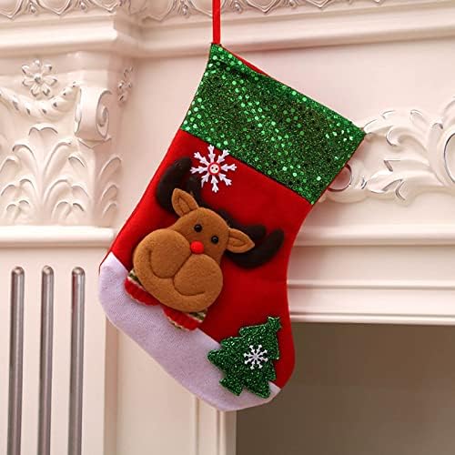 Коледни Чорапи на Тъканта Коледна Чанта за Чорапи и Коледни Окачени Чорапи за Украса на парти и Коледен Cartoony Червен Набор от Външната страна на Коледен Венец