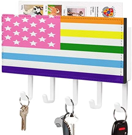ЛГБТ Гей Гордост Флаг на САЩ Антре Кука За Ключове Организатор на Закачалки с 5 Куки Стенен Държач За Ключове