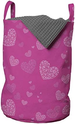 Чанта за дрехи Lunarable Love, Дизайн на романтична тематика, Абстрактни Сърца, Ден на Св. Валентин, 14 Февруари, Кошница