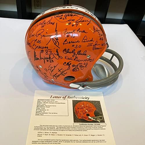 1964 Отбор в Шампионската Суперкупата на Cleveland Browns Подписа Каска Джим Браун JSA COA - Каски NFL с автограф
