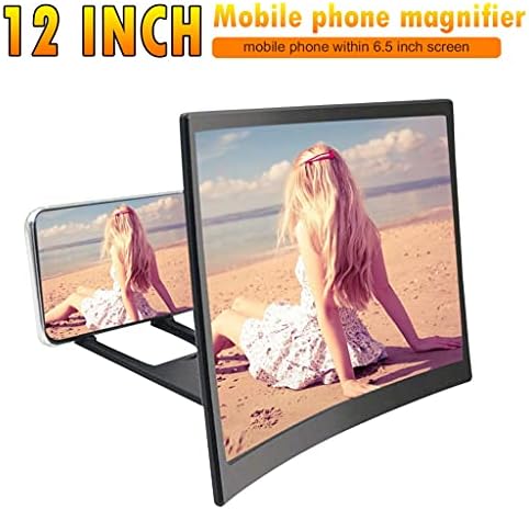 ZHYH 12-инчов екран мобилен телефон Голям скоба дисплей ABS корпус Акрилна леща извити 3D поставка за лупи