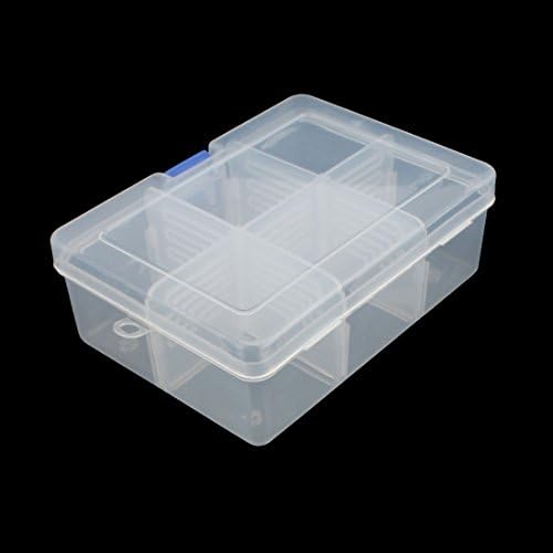 IIVVERR Прозрачен Бял 6 Слотове Водоустойчива Кутия за съхранение на компоненти 167 мм x 126 mm x 62 мм (Caja de almacenamiento
