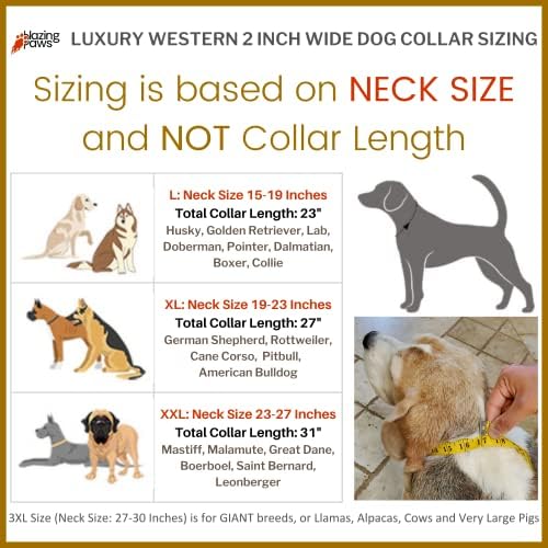 Луксозна кожена яка BlazingPaws Darlington ширина 2 инча за големи кучета, червено /черно, ръчно изработени, с мека замшевой подплата и кристали, един Необичаен западен дизайн