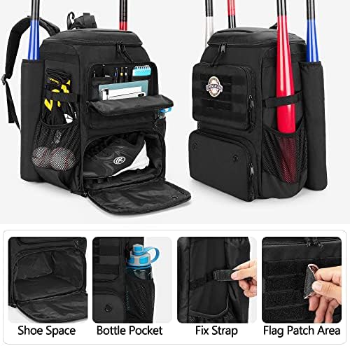Бейзболен раница DSLEAF с 2 ръкави за игра в прилеп, чанта за софтбол с Вентилируемым отделение за обувки и много джобове за младежи и възрастни (патентован дизайн)