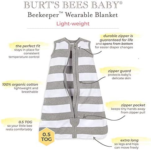 Бърт Bees Baby Унисекс -Детско Одеяло за Пчеларя, Подходящо За носене, от Органичен Памук, Спален Чувал за