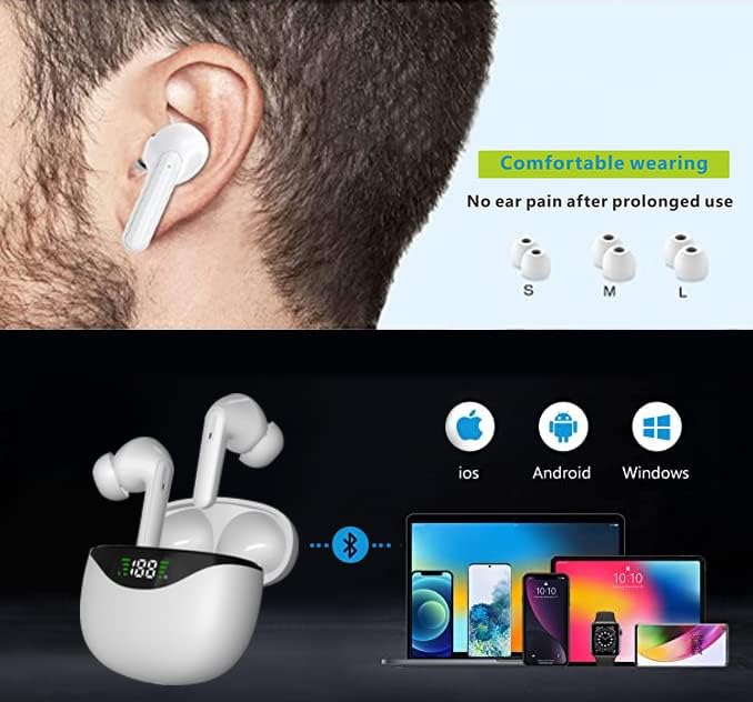 Безжични слушалки Bluetooth 5.3 + EDR / ENC + ANC Слушалки с двойно шумопотискане / Led дисплей захранване