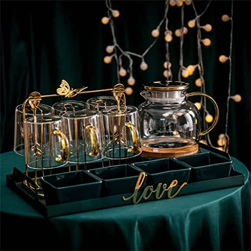 HOUKAI Скандинавски Стъклен Цветя кана, Комплект от термоустойчиви свещи, Нагревающий Следобеден чай, Цвете чай,