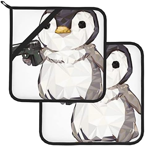 Penguin 2 Опаковки Прихваток за Кухня, Топлоустойчива Комплекти Прихваток, Стойки за Фурни, кухненски ръкавици за Готвене, Печене (8 * 8 инча)