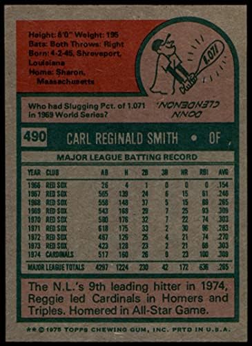 1975 Topps 490 Реджи Смит Сейнт Луис Кардиналс (Бейзболна картичка) EX/MT Кардиналите