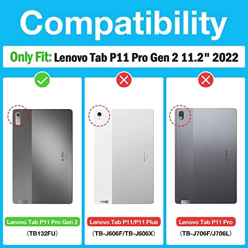 Калъф ProCase за Lenovo Tab P11 Pro 11,2 Gen 2 2022 (TB-132FU/TB-138FC), Здрав Сверхпрочный устойчив на удари калъф с ръчно колан, презрамка за по-11,2-инчов Lenovo Tab P11 Pro 2-ро поколение -Черен