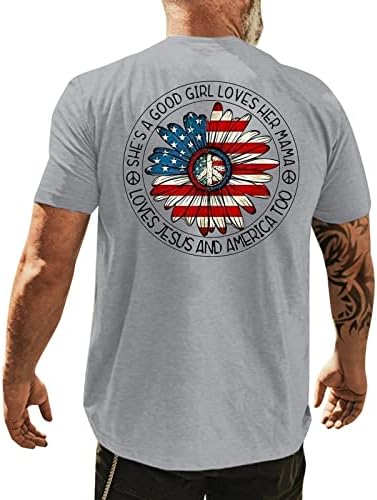 Мъжка тениска с принтом XXBR Звезди и ивици, Класическа тениска с яка-часова Патриотичен американския флаг, тениска с къс ръкав,