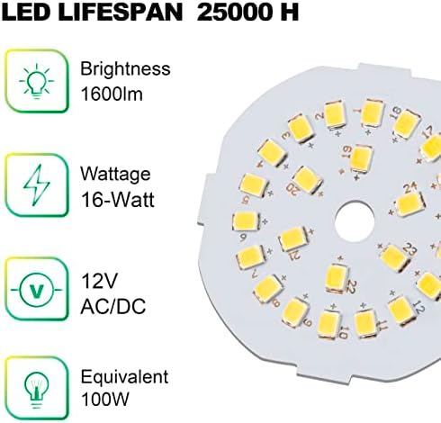 Led лампа 12 v, което е еквивалента на 100 Вата-120 W, Дневна светлина 5000 До 16 W 1600 Лумена, 12 Волта ac / dc, Без регулиране