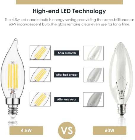 Лампа Sigalux E12 Candelabra мощност 60 W, 18 Свещи В опаковка с регулируема яркост, на Върха на пламъка CA10 2700K Нежно-Бяло,