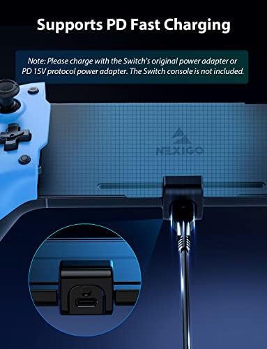 NexiGo Gripcon - Ергономичен и подобрен контролер за Nintendo Switch /Переключающий OLED в ръчен режим с 6-осово гироскопом, картографированием, функция Turbo, класически