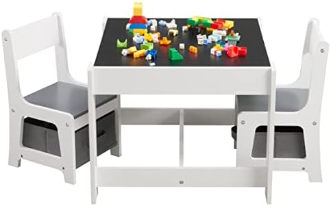 Набор от детски маси и столове, 3 в 1, Дървена маса за спорт с Кутия за съхранение, Подвижен Плот за детското рисуване,