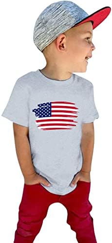 За Деца, За малки Момичета и Момчета, на 4 юли, Лятна Тениска с къс ръкав на Деня на Независимостта, Тениска За момчета, Голяма (Бяла, 5 години)