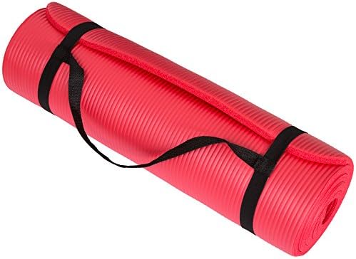 Много дебело килимче за йога - Здрава подложка за упражнения от пеноматериала с каишка за носене на ръка за занимания във фитнеса, фитнес, фитнес и пилатес от Wakeman (Ч?