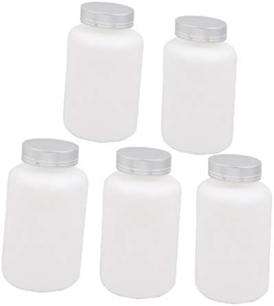 X-DREE 5 бр. Празни пластмасови PET бутилка с капацитет от 300 мл с сребрист метален капак (Botella plástica de ПЕТ