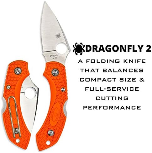 Лесен корпоративна нож Spyderco Dragonfly 2 с 2,3-инчов острие от стомана VG-10 и висока якост на оранжевата дръжка до frn - PlainEdge - C28POR2