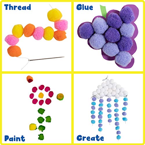 ГОТОВИ Помпоны 2 LEARN - Комплект от 240 парчета - Различни цветове и Артистични аксесоари за занаяти и хобита - ширина 1