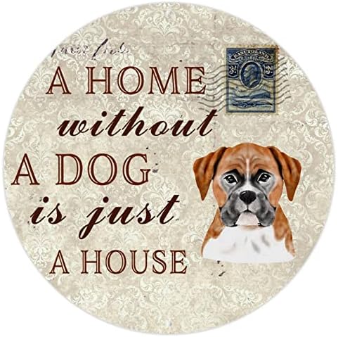 Забавна Метална Табела с Куче Къща Без Куче-това е просто Къща, Кръгла Табела с Отпечатъци от кучешки Лапи в селски