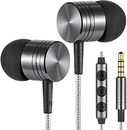 Ушите Betron B650 с микрофон - Бас звук, Алуминиев корпус, включително втулки S / M / L, калъф за носене (черен)