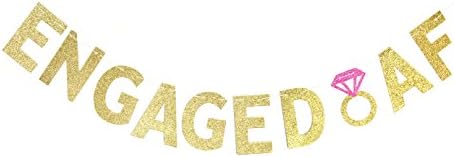 Банер OneParty Engaged AF със Златен Блясък - Декорации за Годеж, моминско парти