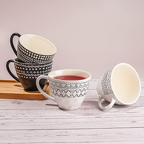 Набор от кафе на steins Taimei Teatime 4, 14 грама, Керамични чаши Чай в стил Бохо; Чаша за кафе лате и капучино, Подаръчен комплект Чаши за жени за рожден Ден, Ден на майката; Мож?