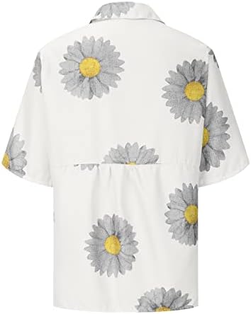 Дамска Блуза Лято Есен С Къс Ръкав Копчета с Графичен Принтом, Цвете Блуза за Почивка, Риза за Дами U0 U0