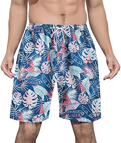 Стрейчевые Хавайски Плажни къси Панталони за Мъже, Леки Шорти за Плуване, Бански костюми Плюс размери, бързо съхнещи