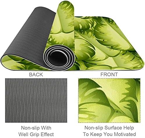 Дебела подложка за йога Siebzeh Green Leaves Премиум-клас от екологично чист каучук за здраве и фитнес, Нескользящий мат за