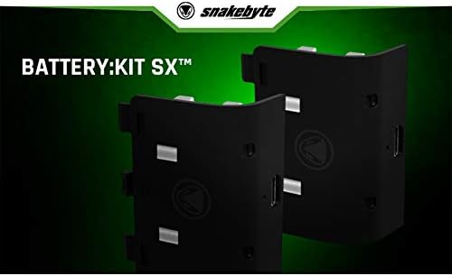 Комплект батерии snakebyte Xbox SX - Черен - 2 Акумулаторни батерии за контролер серия X с капацитет от 800 mah, comp. с Xbox Twin Charge SX и всички геймпадами Xbox Series X, вкл. 2 м, Двойна USB Type-C,