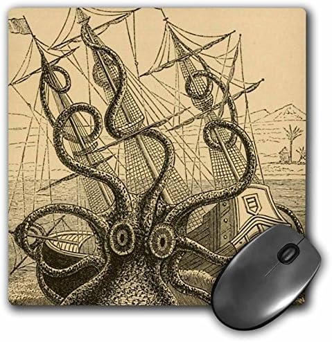 3dRose LLC Подложка за мишка с размери 8 x 8 x 0,25 инча, Гигантски Морско чудовище-октопод Кракен Пиер Дени Дьо Монфор (mp_164907_1)
