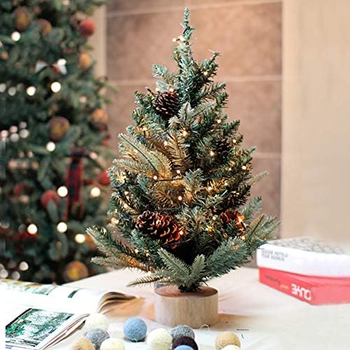 Настолна Коледно дърво DULPLAY, с Подсветка, Изкуствена Коледна Елха от Бор в Стойка за Празнична украса-Зелен 3 фута (90