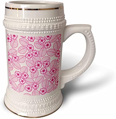 Триизмерна Красив модерен чаша с розови цветя и листа - 22 грама (stn_355678_1)