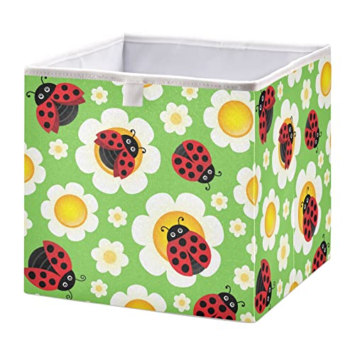 Цветя ladybugs Кутия за съхранение на Кубчета, Сгъваеми кутии за съхранение, Водоустойчив кош за играчки, Органайзер за Кубчета, Кутии за деца, Играчки за Момичета и Мом